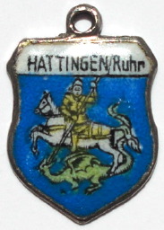 HATTINGEN RUHR, Germany - Vintage Silver Enamel Travel Shield Charm
